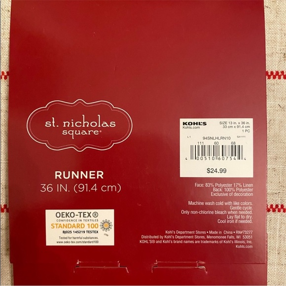 NWT Farmhouse Merry Christmas Advent Calendar Table Runner - Picture 4 of 15